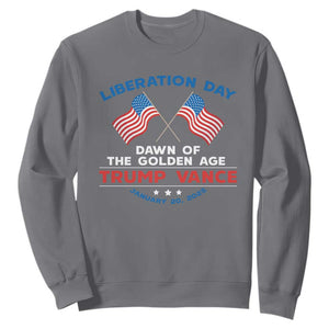 Trump Vance Liberation Day 2025 Sweatshirt Dawn Of The Golden Age American Flag TS11 Charcoal Print Your Wear