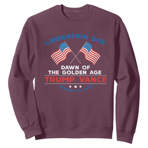 Trump Vance Liberation Day 2025 Sweatshirt Dawn Of The Golden Age American Flag TS11 Maroon Print Your Wear
