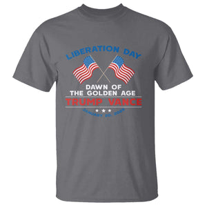 Trump Vance Liberation Day 2025 T Shirt Dawn Of The Golden Age American Flag TS11 Charcoal Print Your Wear