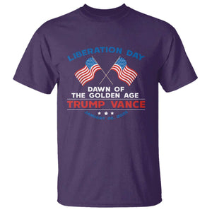 Trump Vance Liberation Day 2025 T Shirt Dawn Of The Golden Age American Flag TS11 Purple Print Your Wear