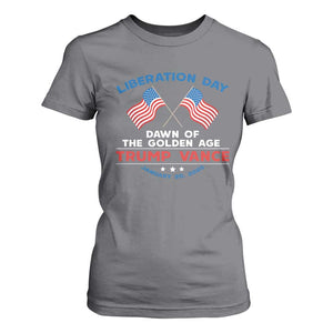 Trump Vance Liberation Day 2025 T Shirt For Women Dawn Of The Golden Age American Flag TS11 Charcoal Print Your Wear