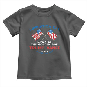 Trump Vance Liberation Day 2025 Toddler T Shirt Dawn Of The Golden Age American Flag TS11 Dark Heather Print Your Wear