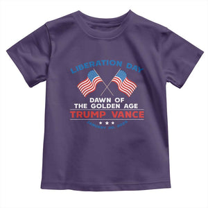 Trump Vance Liberation Day 2025 Toddler T Shirt Dawn Of The Golden Age American Flag TS11 Purple Print Your Wear