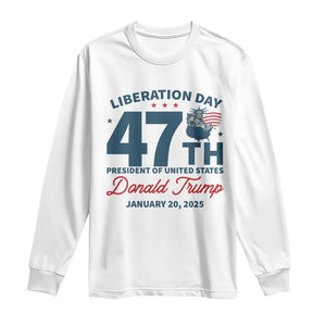 Trump Vance Liberation Day 2025 Long Sleeve Shirt 47TH President Of United States Statue Of Liberty TS11 White Print Your Wear