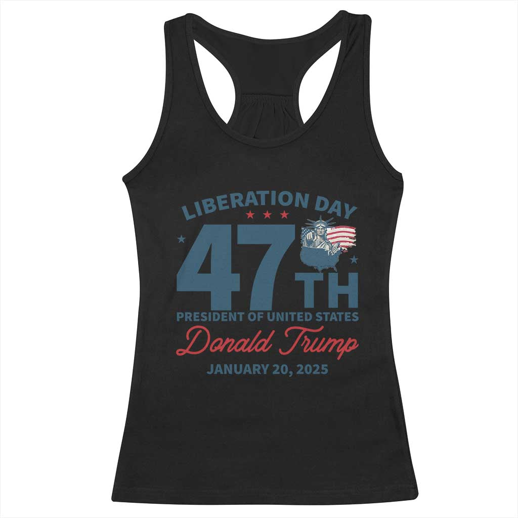 Trump Vance Liberation Day 2025 Racerback Tank Top 47TH President Of United States Statue Of Liberty TS11 Black Print Your Wear