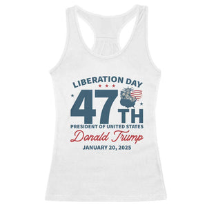 Trump Vance Liberation Day 2025 Racerback Tank Top 47TH President Of United States Statue Of Liberty TS11 White Print Your Wear