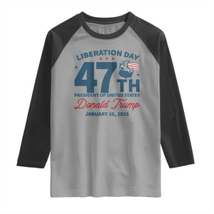 Trump Vance Liberation Day 2025 Raglan Shirt 47TH President Of United States Statue Of Liberty TS11 Sport Gray Black Print Your Wear