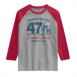 Trump Vance Liberation Day 2025 Raglan Shirt 47TH President Of United States Statue Of Liberty TS11 Sport Gray Red Print Your Wear