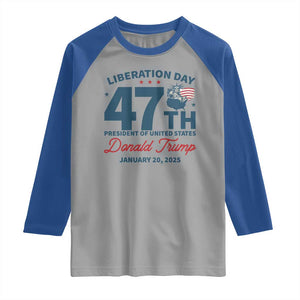 Trump Vance Liberation Day 2025 Raglan Shirt 47TH President Of United States Statue Of Liberty TS11 Sport Gray Royal Print Your Wear