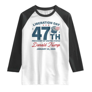 Trump Vance Liberation Day 2025 Raglan Shirt 47TH President Of United States Statue Of Liberty TS11 White Black Print Your Wear
