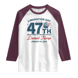 Trump Vance Liberation Day 2025 Raglan Shirt 47TH President Of United States Statue Of Liberty TS11 White Maroon Print Your Wear