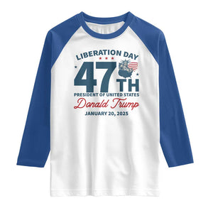 Trump Vance Liberation Day 2025 Raglan Shirt 47TH President Of United States Statue Of Liberty TS11 White Royal Print Your Wear