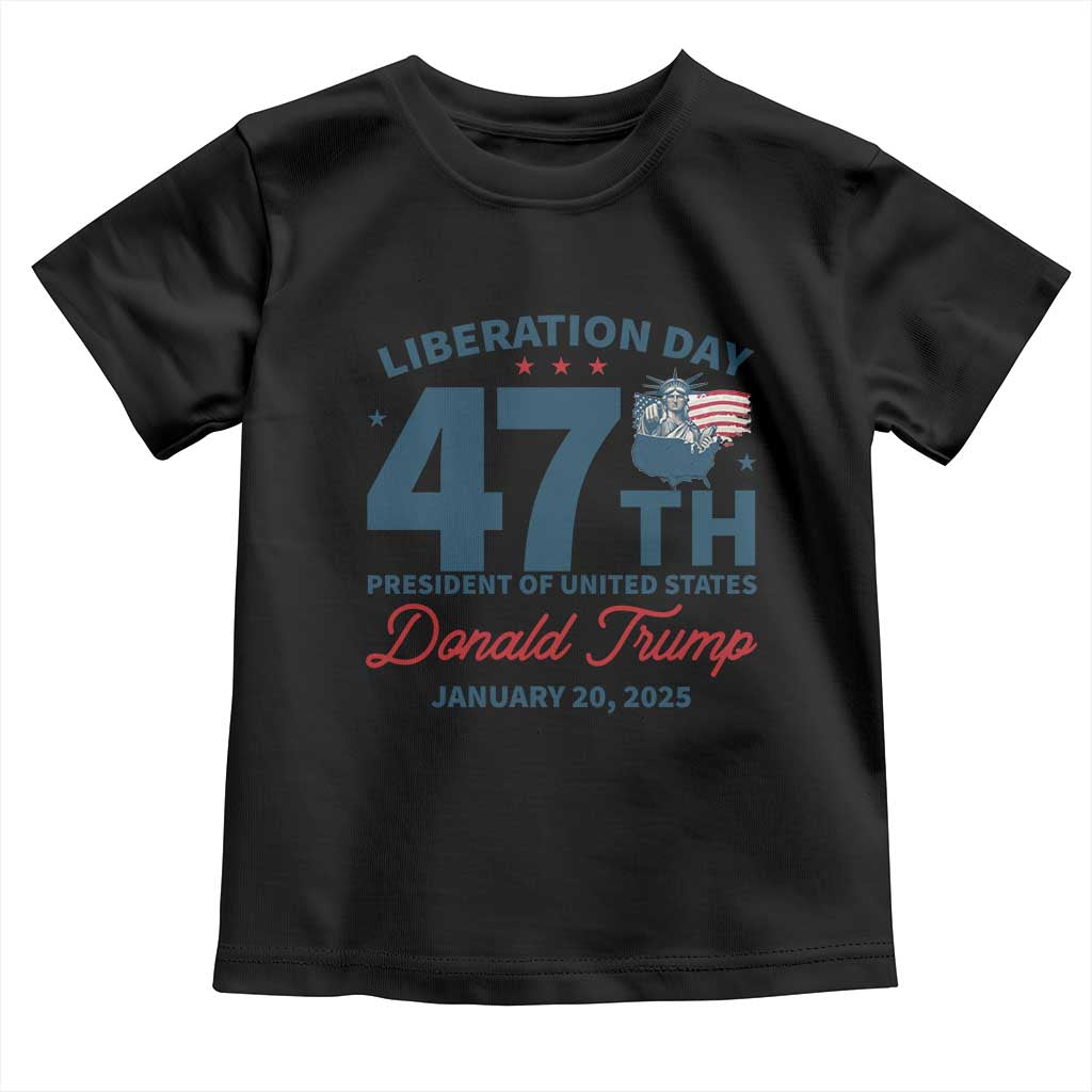Trump Vance Liberation Day 2025 Toddler T Shirt 47TH President Of United States Statue Of Liberty TS11 Black Print Your Wear
