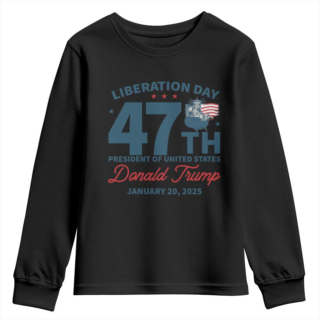 Trump Vance Liberation Day 2025 Youth Sweatshirt 47TH President Of United States Statue Of Liberty TS11 Black Print Your Wear