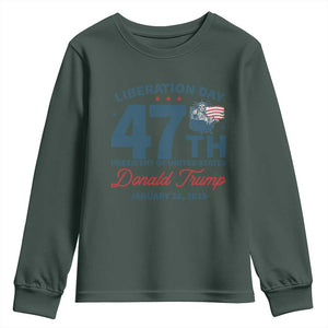 Trump Vance Liberation Day 2025 Youth Sweatshirt 47TH President Of United States Statue Of Liberty TS11 Dark Forest Green Print Your Wear