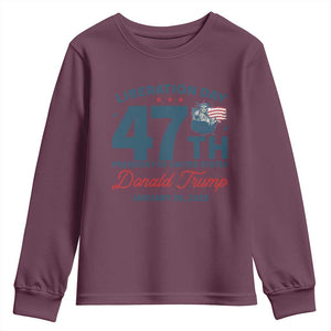 Trump Vance Liberation Day 2025 Youth Sweatshirt 47TH President Of United States Statue Of Liberty TS11 Maroon Print Your Wear