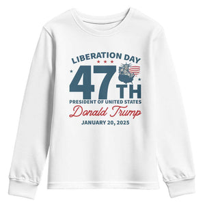 Trump Vance Liberation Day 2025 Youth Sweatshirt 47TH President Of United States Statue Of Liberty TS11 White Print Your Wear