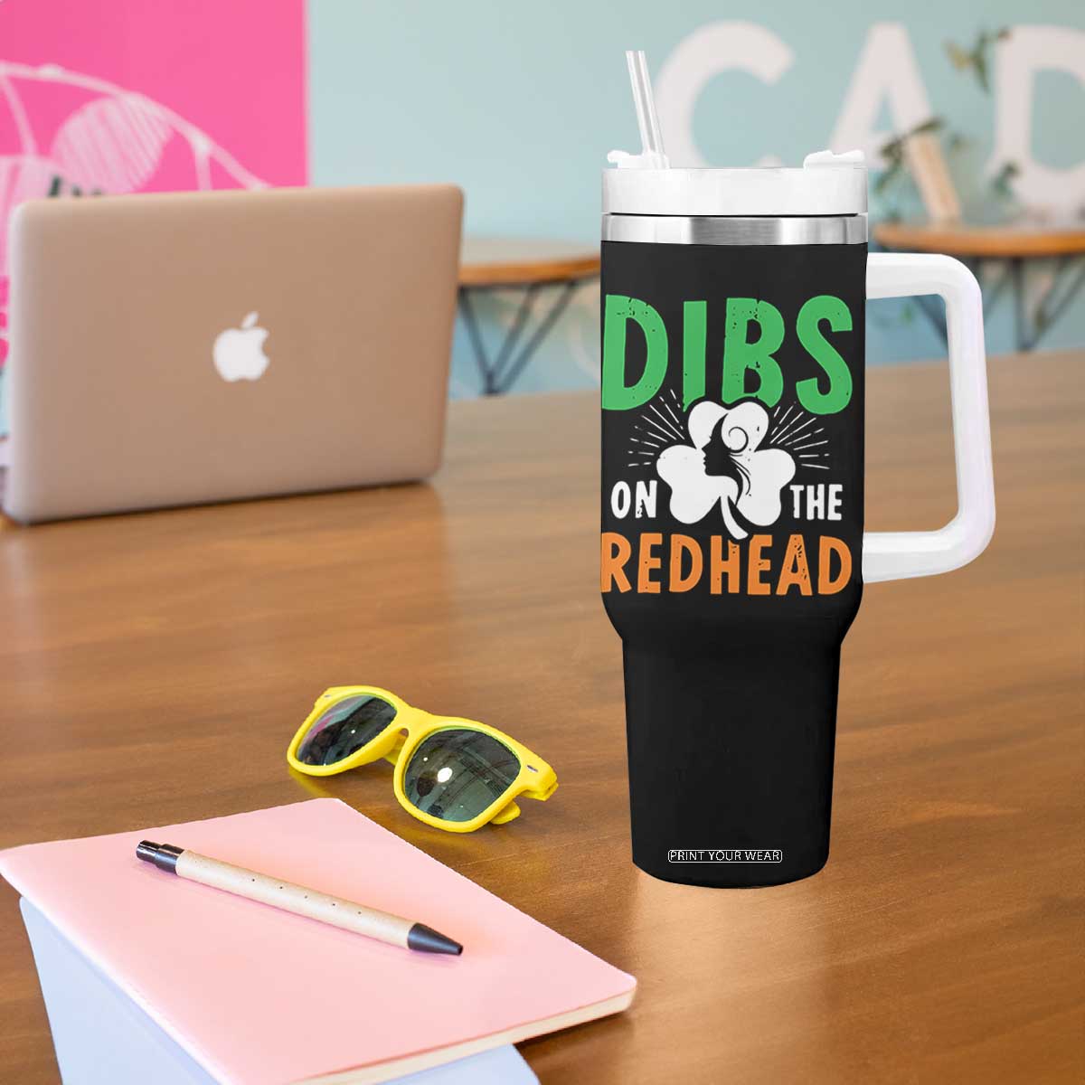 Funny Dibs On The Redhead St Patrick's Day Tumbler With Handle TS11 Print Your Wear