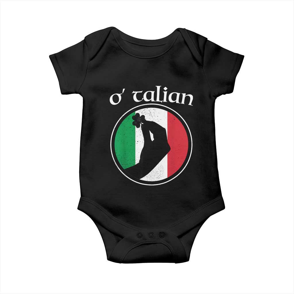 Funny O'Talian Baby Onesie St Patrick's Day Italian Pinched Fingers Shamrock TS11 Black Print Your Wear