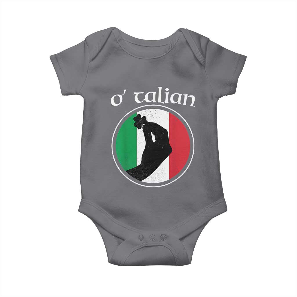 Funny O'Talian Baby Onesie St Patrick's Day Italian Pinched Fingers Shamrock TS11 Charcoal Print Your Wear