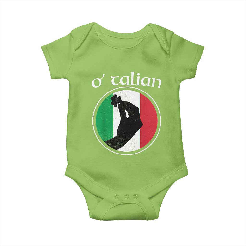 Funny O'Talian Baby Onesie St Patrick's Day Italian Pinched Fingers Shamrock TS11 Lime Print Your Wear