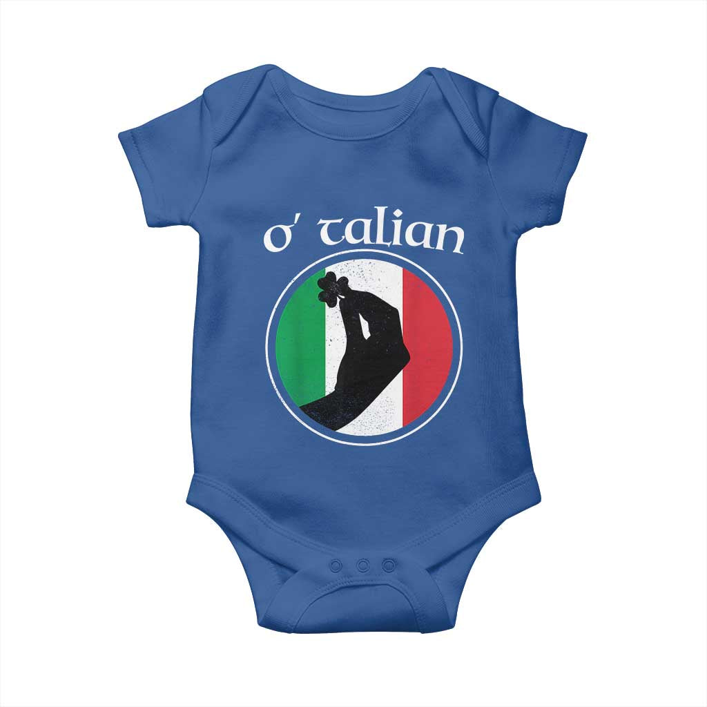 Funny O'Talian Baby Onesie St Patrick's Day Italian Pinched Fingers Shamrock TS11 Royal Blue Print Your Wear
