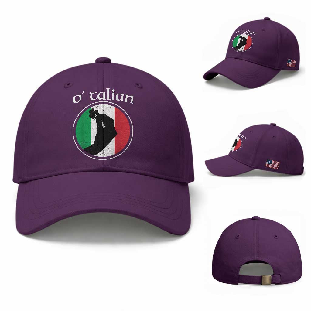 Funny O'Talian Baseball Cap St Patrick's Day Italian Pinched Fingers Shamrock TS11 Baseball Cap Universal Fit Purple Print Your Wear
