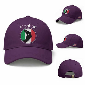 Funny O'Talian Baseball Cap St Patrick's Day Italian Pinched Fingers Shamrock TS11 Baseball Cap Universal Fit Purple Print Your Wear