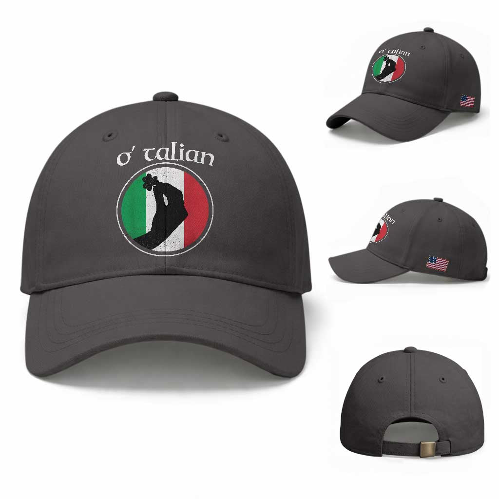 Funny O'Talian Baseball Cap St Patrick's Day Italian Pinched Fingers Shamrock TS11 Baseball Cap Universal Fit Dark Gray Print Your Wear