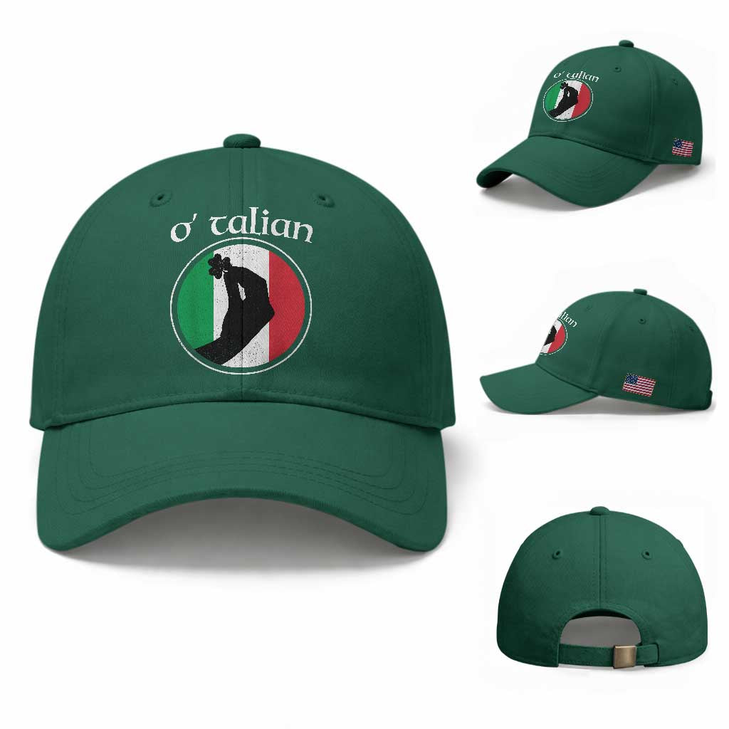 Funny O'Talian Baseball Cap St Patrick's Day Italian Pinched Fingers Shamrock TS11 Baseball Cap Universal Fit Irish Green Print Your Wear