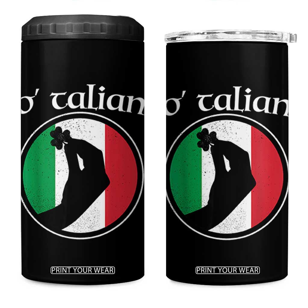 Funny O'Talian 4 in 1 Can Cooler Tumbler St Patrick's Day Italian Pinched Fingers Shamrock TS11 One Size: 16 oz Black Print Your Wear