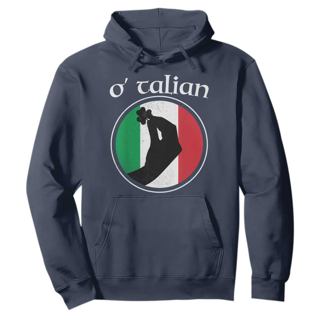 Funny O'Talian Hoodie St Patrick's Day Italian Pinched Fingers Shamrock TS11 Navy Print Your Wear