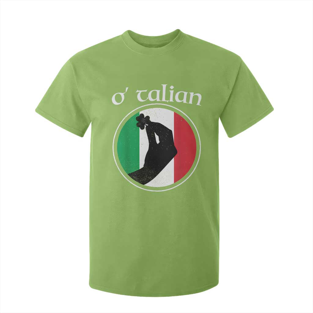 Funny O'Talian T Shirt For Kid St Patrick's Day Italian Pinched Fingers Shamrock TS11 Lime Print Your Wear