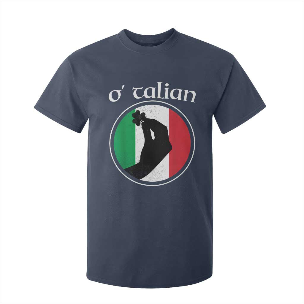 Funny O'Talian T Shirt For Kid St Patrick's Day Italian Pinched Fingers Shamrock TS11 Navy Print Your Wear