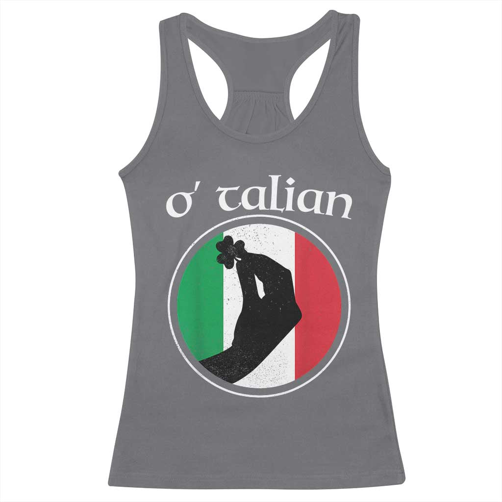 Funny O'Talian Racerback Tank Top St Patrick's Day Italian Pinched Fingers Shamrock TS11 Charcoal Print Your Wear
