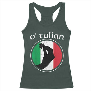 Funny O'Talian Racerback Tank Top St Patrick's Day Italian Pinched Fingers Shamrock TS11 Dark Forest Green Print Your Wear