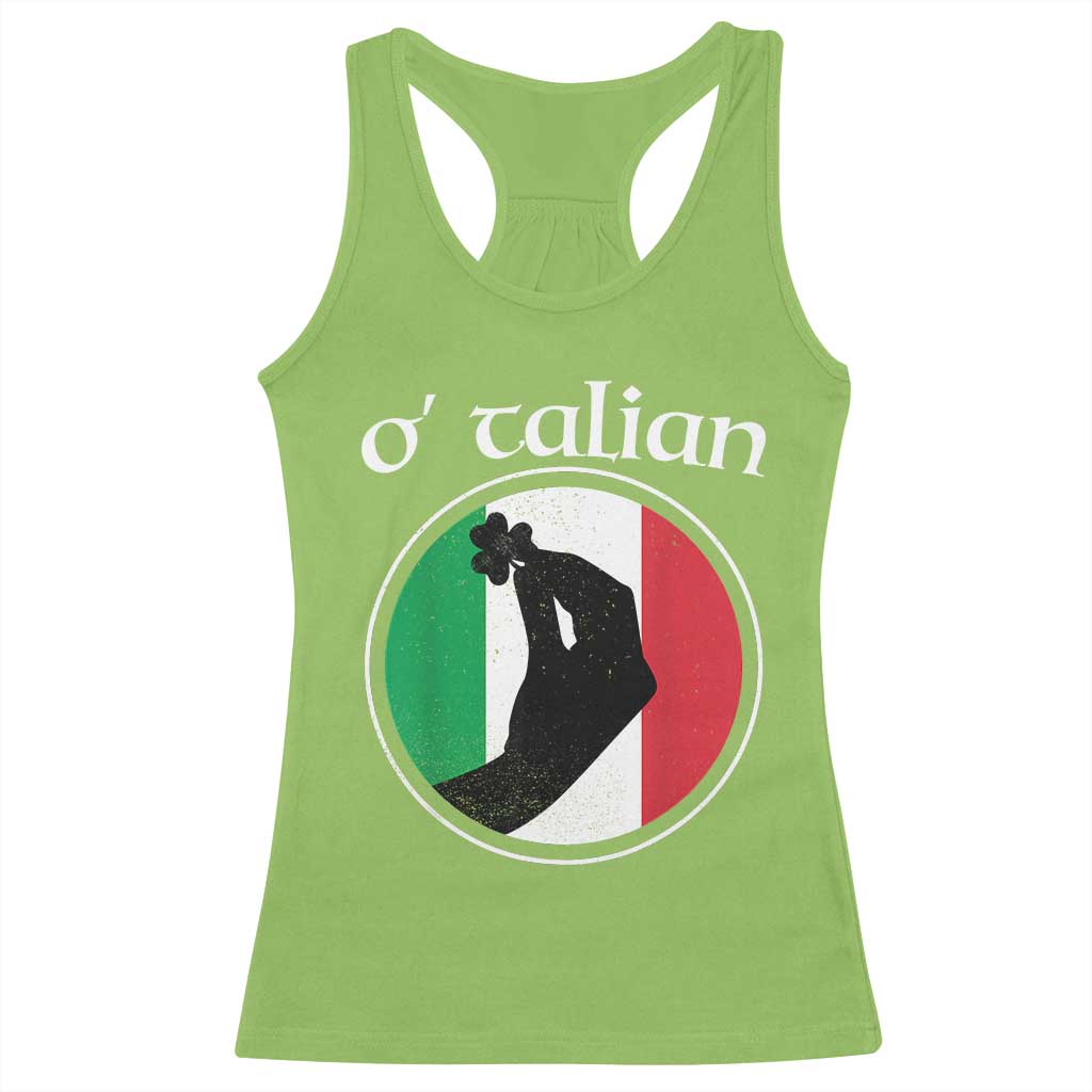 Funny O'Talian Racerback Tank Top St Patrick's Day Italian Pinched Fingers Shamrock TS11 Lime Print Your Wear