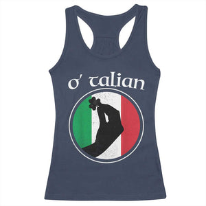 Funny O'Talian Racerback Tank Top St Patrick's Day Italian Pinched Fingers Shamrock TS11 Navy Print Your Wear