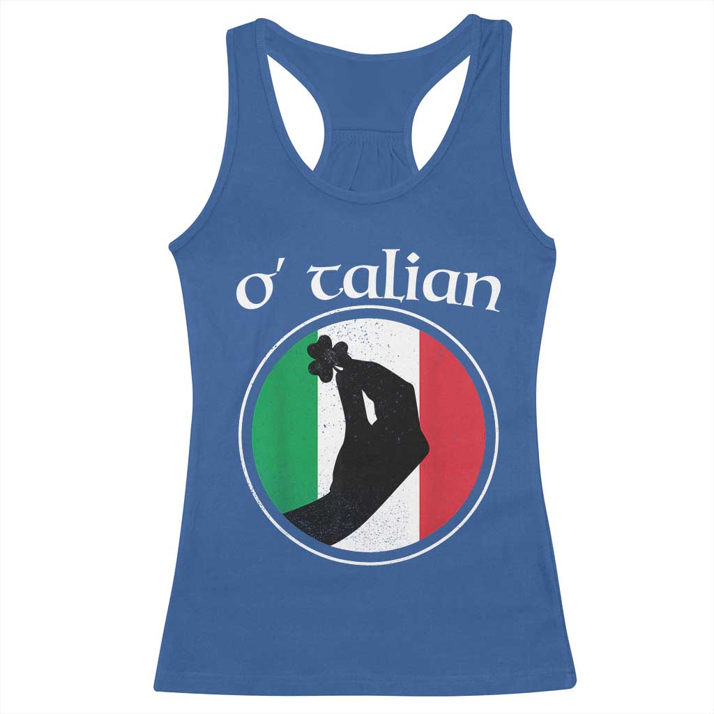 Funny O'Talian Racerback Tank Top St Patrick's Day Italian Pinched Fingers Shamrock TS11 Royal Blue Print Your Wear