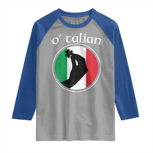 Funny O'Talian Raglan Shirt St Patrick's Day Italian Pinched Fingers Shamrock TS11 Sport Gray Royal Print Your Wear