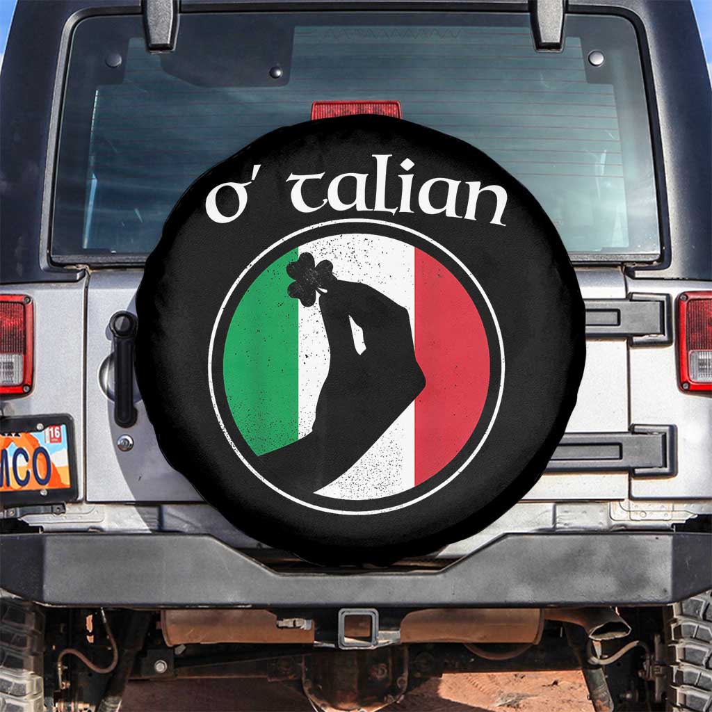 Funny O'Talian Spare Tire Cover St Patrick's Day Italian Pinched Fingers Shamrock TS11 No hole Black Print Your Wear
