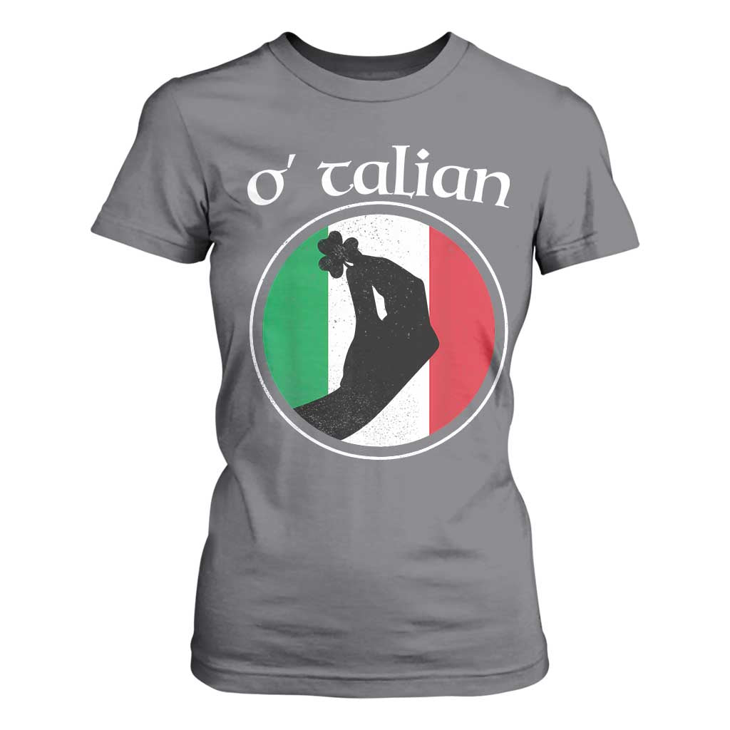 Funny O'Talian T Shirt For Women St Patrick's Day Italian Pinched Fingers Shamrock TS11 Charcoal Print Your Wear