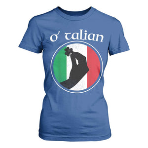 Funny O'Talian T Shirt For Women St Patrick's Day Italian Pinched Fingers Shamrock TS11 Royal Blue Print Your Wear