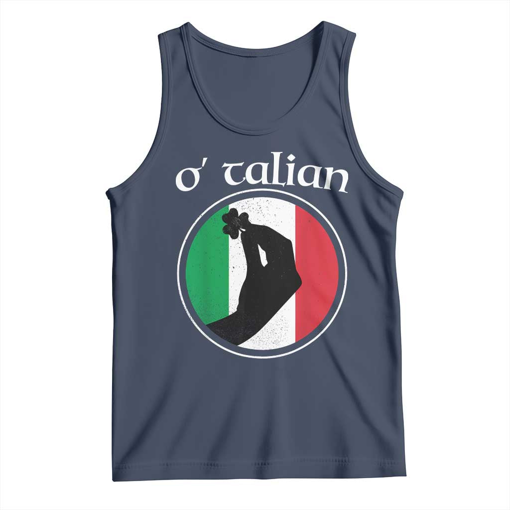 Funny O'Talian Tank Top St Patrick's Day Italian Pinched Fingers Shamrock TS11 Navy Print Your Wear
