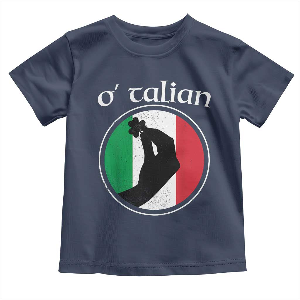 Funny O'Talian Toddler T Shirt St Patrick's Day Italian Pinched Fingers Shamrock TS11 Navy Print Your Wear