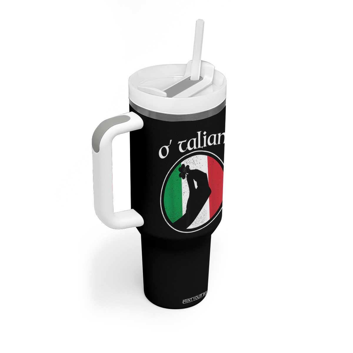 Funny O'Talian Tumbler With Handle St Patrick's Day Italian Pinched Fingers Shamrock TS11 Print Your Wear