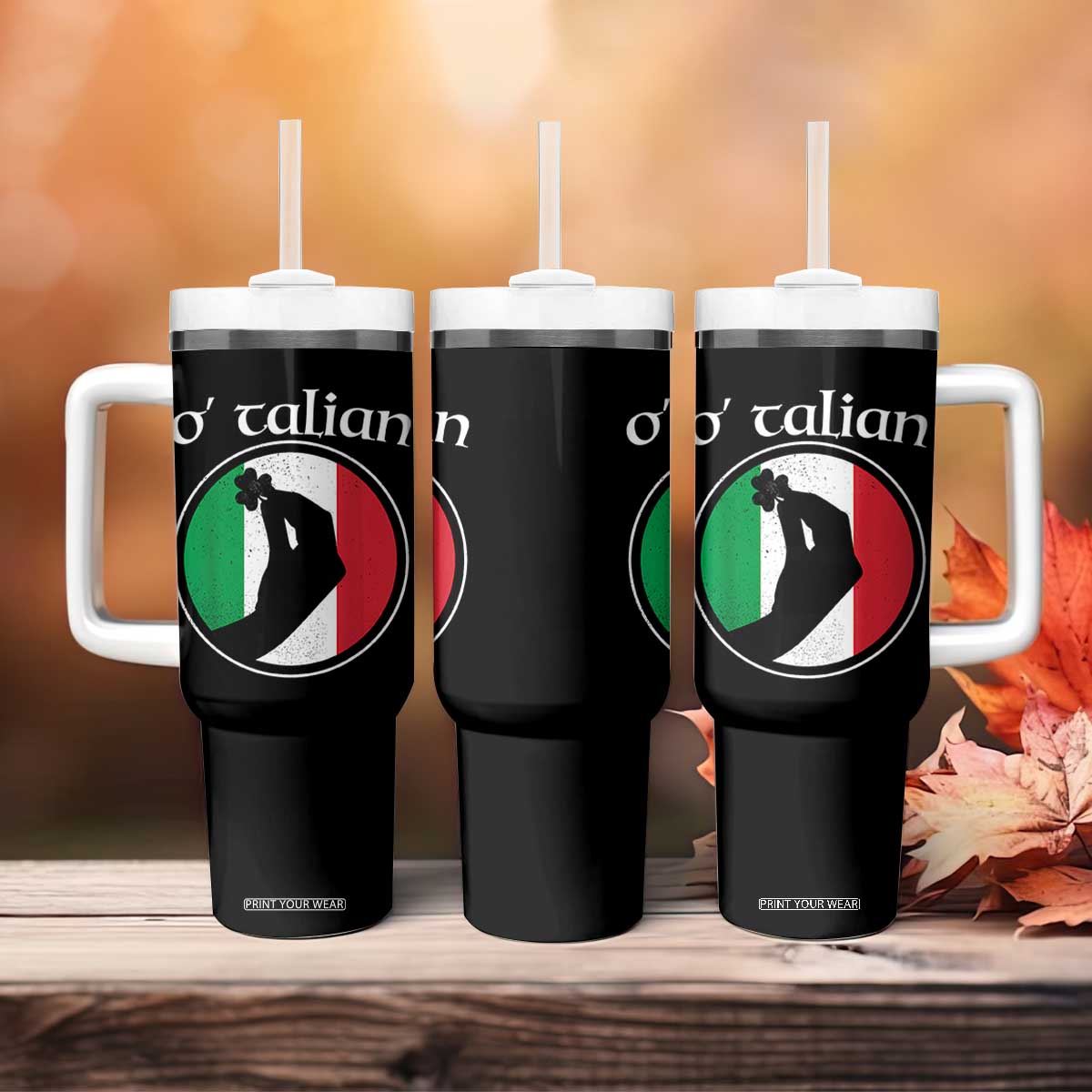 Funny O'Talian Tumbler With Handle St Patrick's Day Italian Pinched Fingers Shamrock TS11 Print Your Wear