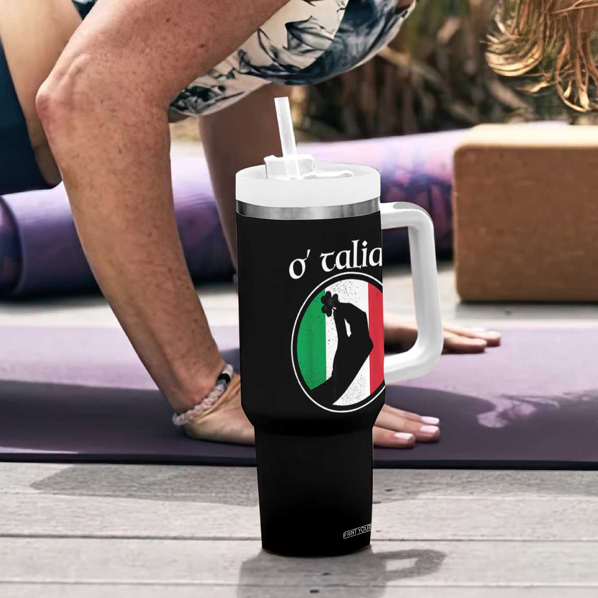 Funny O'Talian Tumbler With Handle St Patrick's Day Italian Pinched Fingers Shamrock TS11 Print Your Wear