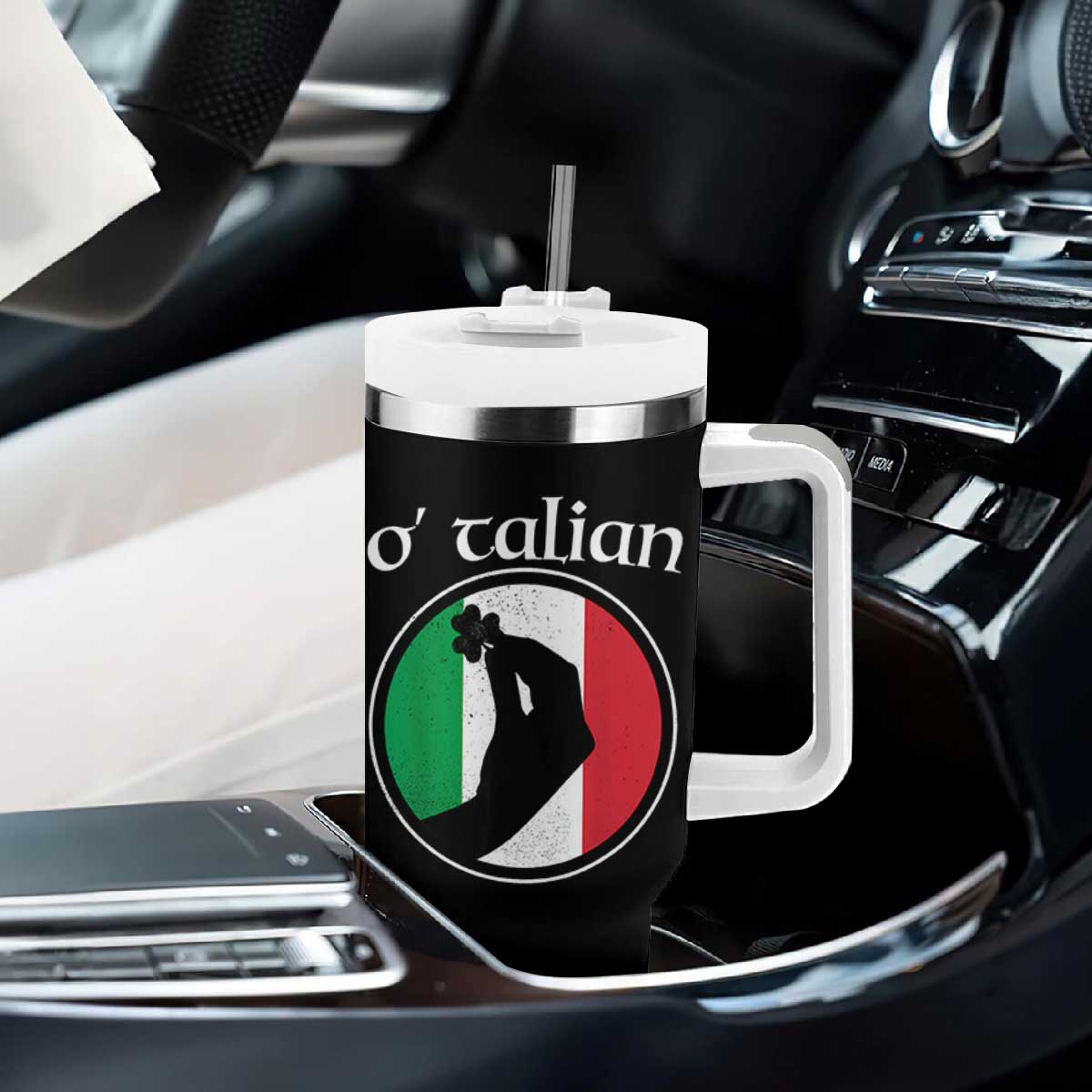 Funny O'Talian Tumbler With Handle St Patrick's Day Italian Pinched Fingers Shamrock TS11 Print Your Wear