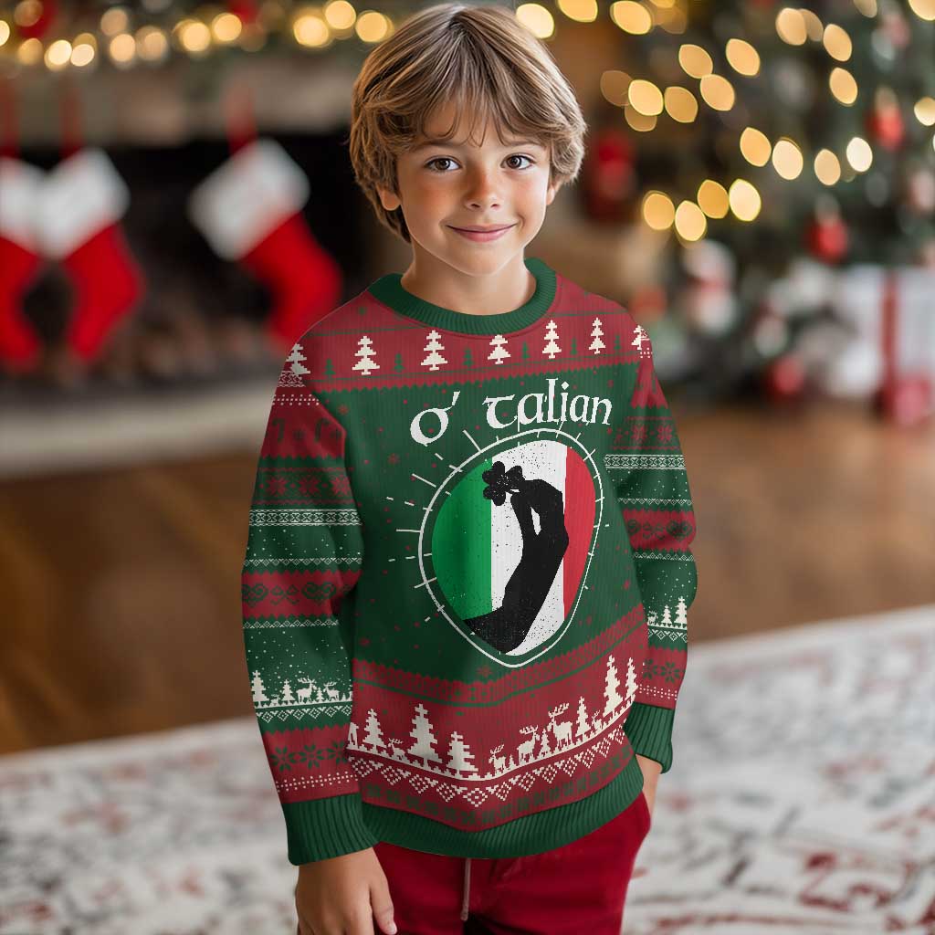 Funny O'Talian Knit Sweatshirt St Patrick's Day Italian Pinched Fingers Shamrock TS11 Christmas Print Your Wear